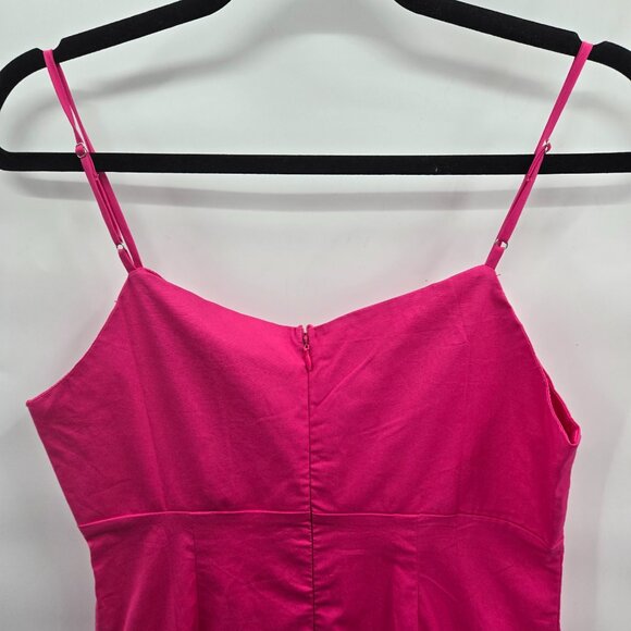 Lush Hot Pink/Fushia Slit Bow Adjustable Straps Cotton Maxi Dress Large - Picture 2 of 9